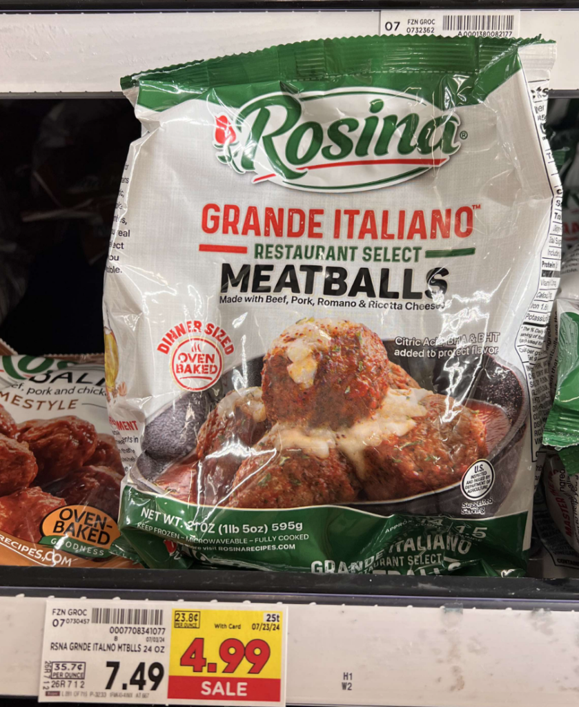 rosina meatballs on kroger shelf
